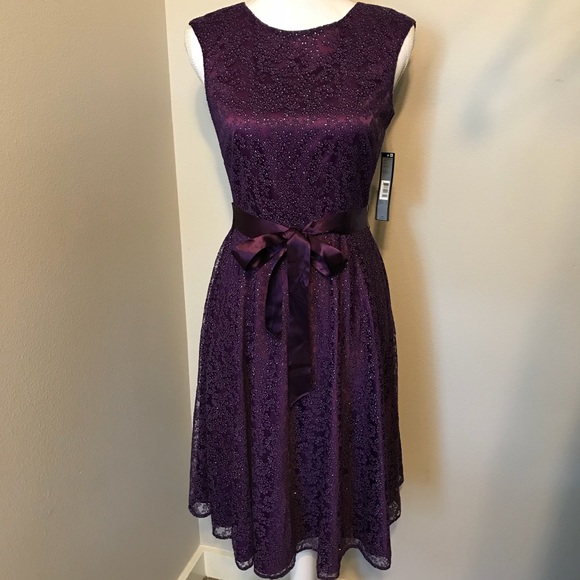 Tahari Dresses & Skirts - Tahari Purple and Silver Floral Dress